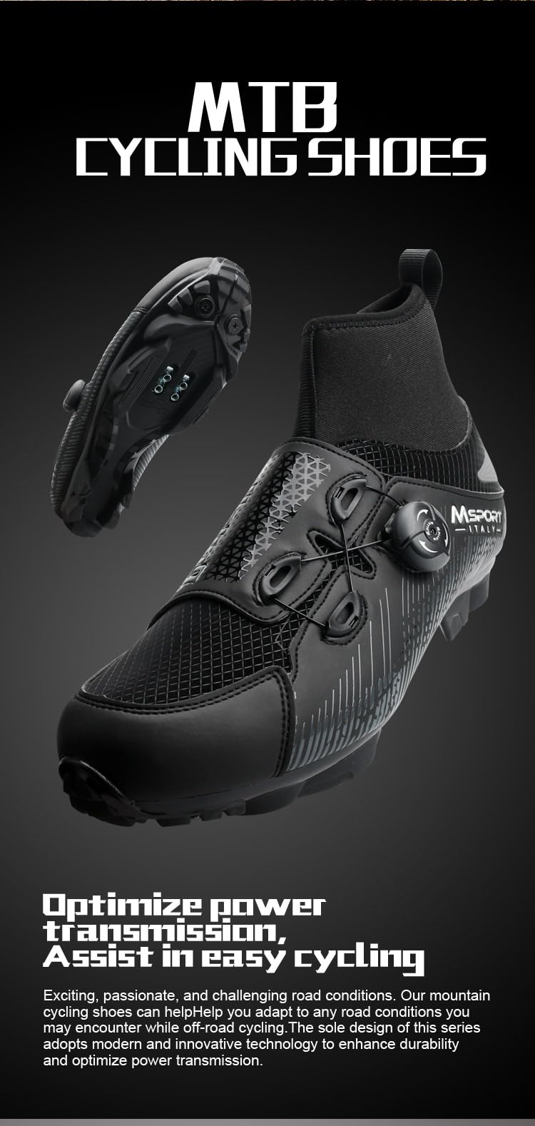 Scarpe Ciclismo MTB Invernale Antiscivolo Antipioggia, Scarpe Mountain Bike Uomo/Donna Compatibile Pedali SPD