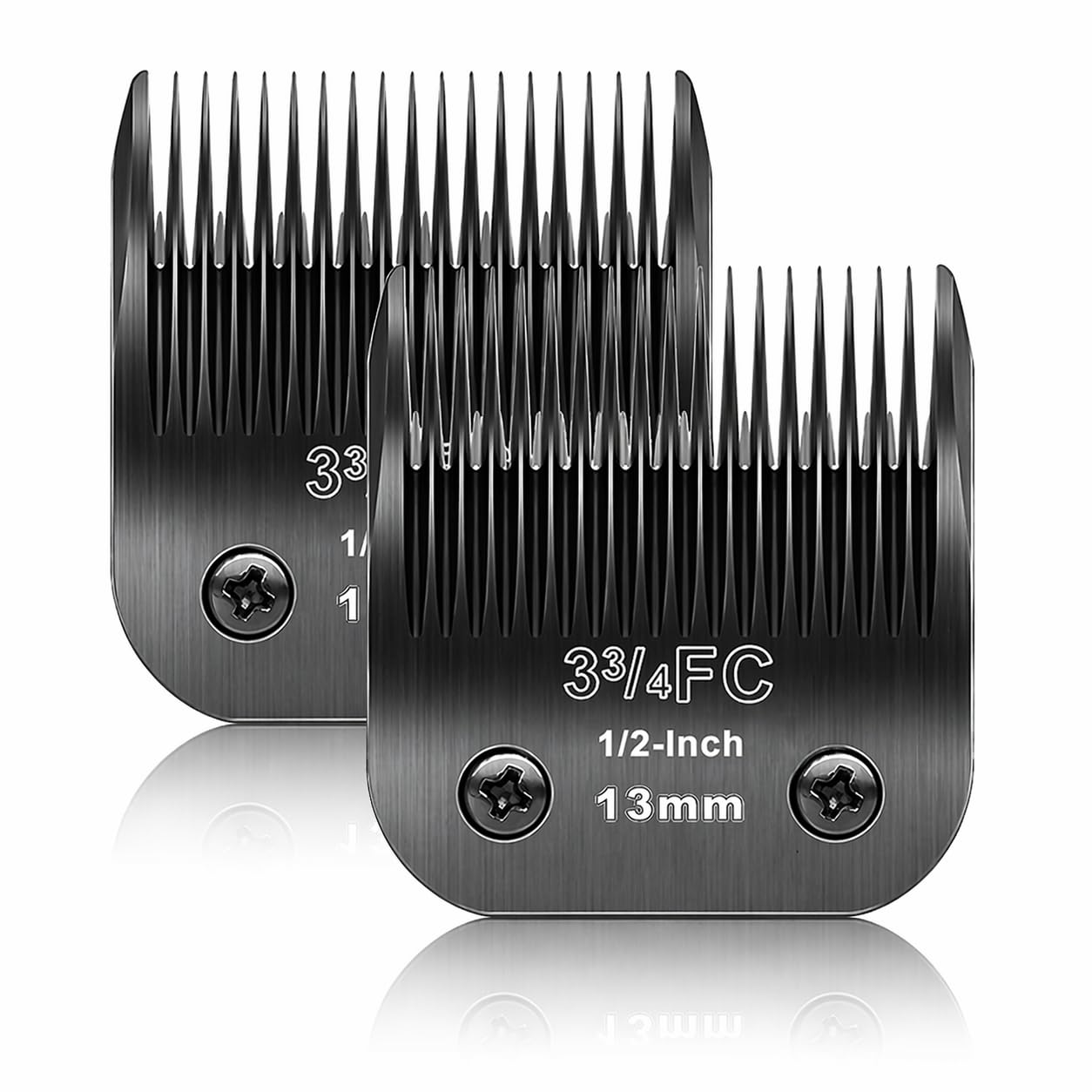 BESTBOMG Lama di Ricambio per toelettatura di Cani, Compatibile con Le Serie Heiniger/Andis A5/Wahl 10KM Series Tosaerba per Cani, Taglia 3F 1/2" (13 mm), Lunghezza di Taglio, 2 unità Nero