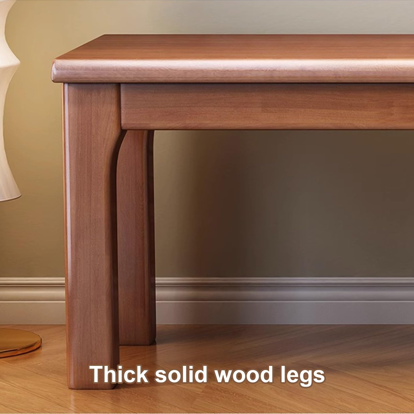 Banc d'entrée asiatique en bois naturel style ferme avec finition assortie Belle texture pour salle à manger, entrée et chambre à coucher, blanc crème, 100 x 45 cm