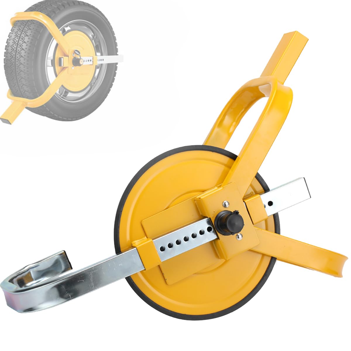 Radkralle Parkkralle Reifenkralle mit Sicherheitsschloss 2 Schlüssel Diebstahlsicherung für PKW Wohnwagen Reifenbreite 220mm Räder 13-15"