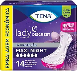 Absorvente Para Incontinência Urinária Lady Discreet Maxi Night 14 Unidades, Tena