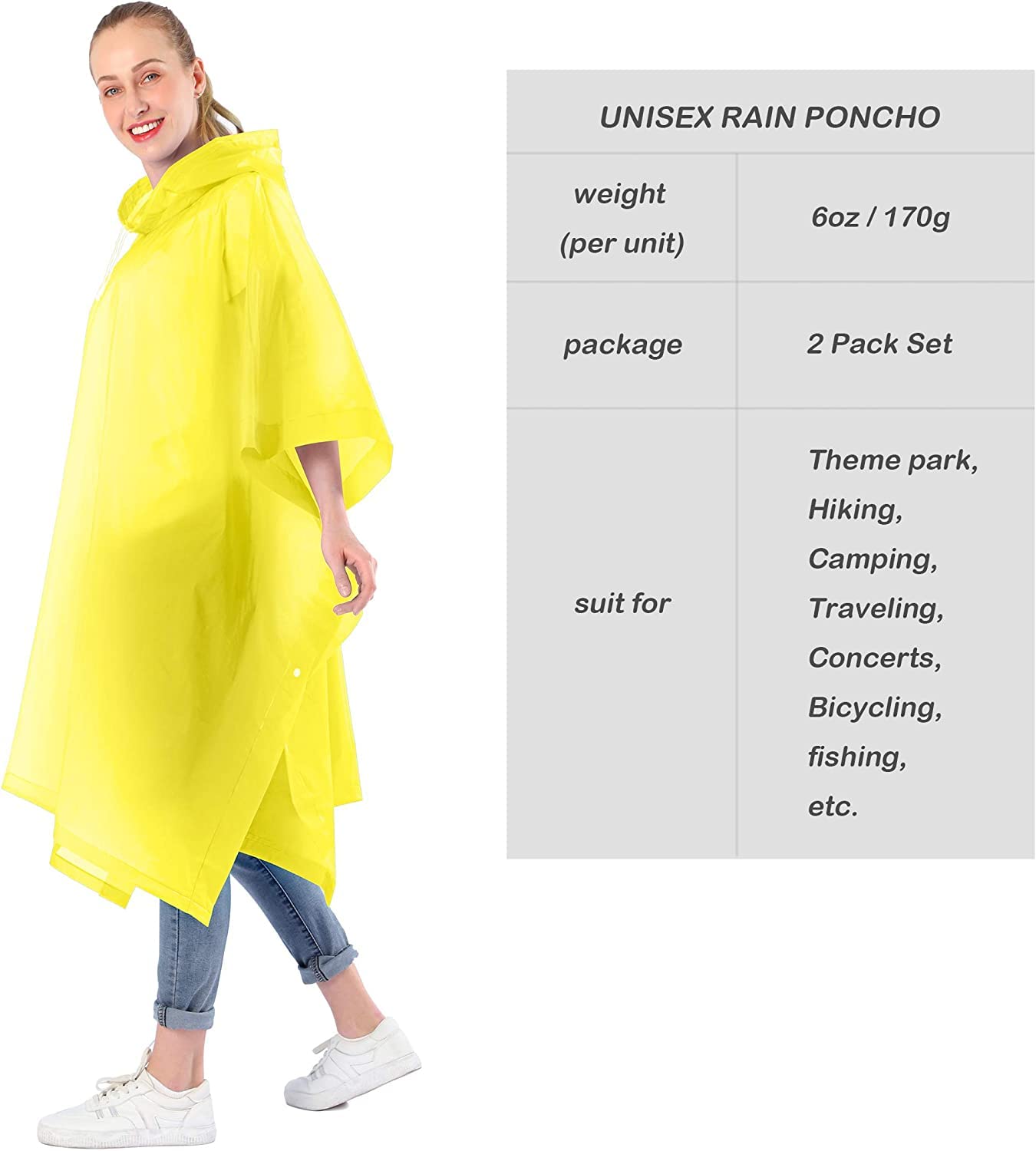 Poncho de Lluvia 2 Piezas Impermeable Transpirable Chaqueta Unisex para Camping Senderismo Pesca