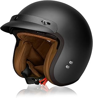 Casco Moto Jet Casco de Moto Vintage Casco Open Face Scooter Ciclomotore con Doble Visera Homologado ECE
