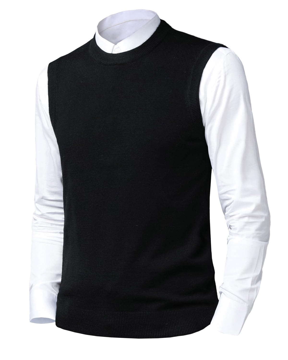 Hommes Couleur Pure Pulls et Gilets en Laine Tricotés sans Manche Classique Business Gentleman Tricots Débardeurs Automne Hiver Chaud Veste en Maille Cardigan