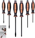 HORUSDY 6-Pieces Magnetic Screwdriver Set&comma; 3 Phillips and 3 Flat Head Tips Screwdriver for Fastening&comma; Chiselling and Loosening Seized Screws &lpar;New Screwdriver Set&rpar;