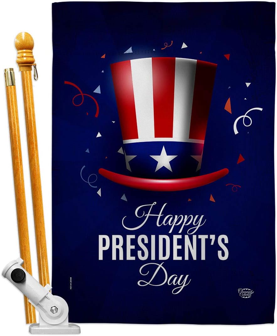 Happy Presidents Day House Flag Americana Star and Stripes Patriotism Independence Memorial United State American Small Decorative Gift Yard Banner Double-Sided Made In USA 28 X 40