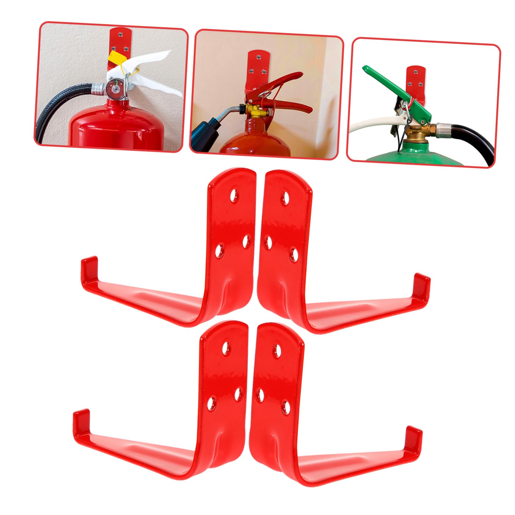 SHINEOFI Gancho Para Extintor De Incendios Muro Sostiene Manos Primero Montado Soportes Para Extintores Soporte Universal Para Extintor Gancho Extintor Planchar Rojo 4 Piezas X 4