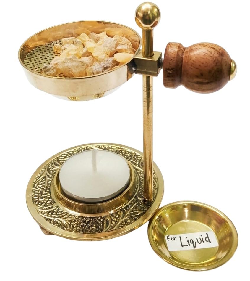 Incense Oil and Frankincense Resin Burner with Adjustable Design