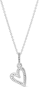 Amazon | Pandora 輝くフリーハンドハートネックレス&スタッド