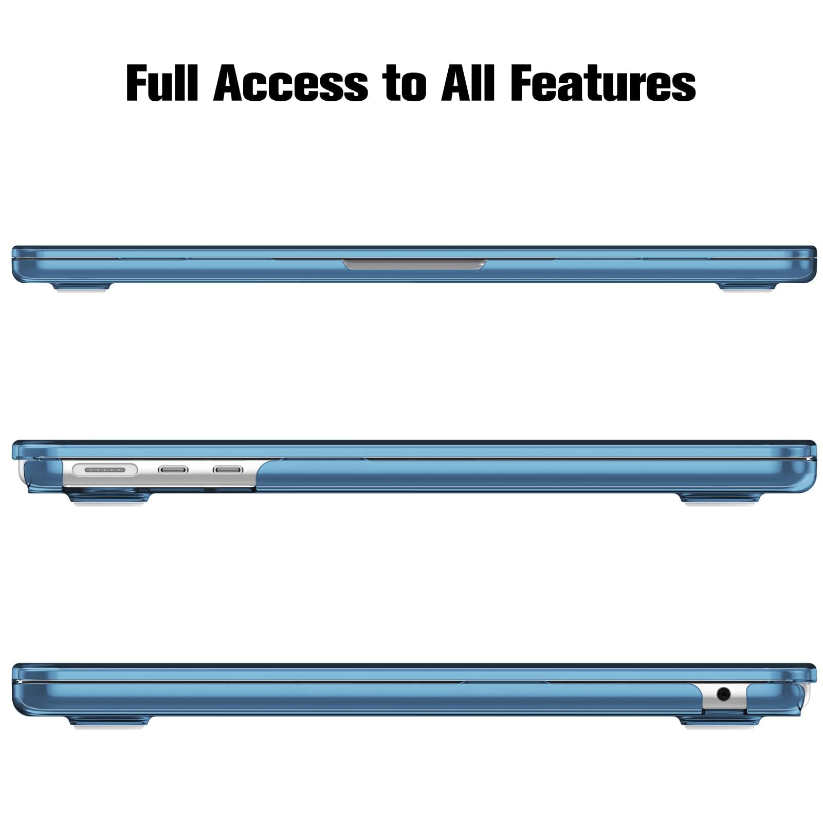 Dl3 Mobilak Compatible with MacBook Air 13.6 inch Case M3 A3113 M2 A2681 Touch ID, Protective Hard Shell Cover for MacBook Air Case M2 M3 13 inch Chip 2024 2023 2022 Release (Blue)
