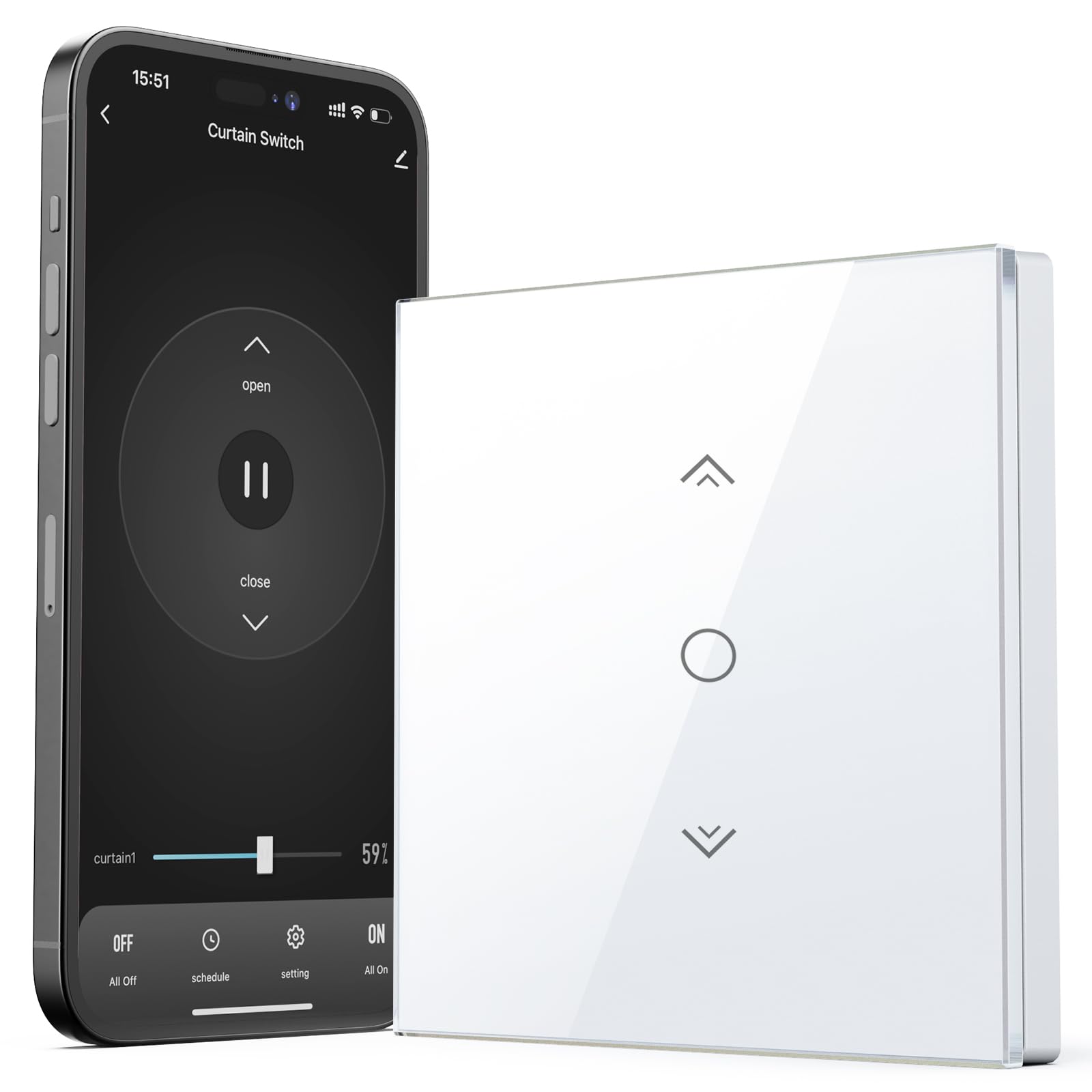 【New Chip】Alexa Wi-Fi Shutter Switch, Etersky Smart Percentual Blind, Electric Blinds and Awnings, Curtain Switch Compatible with Alexa and Google Home, 1 Piece