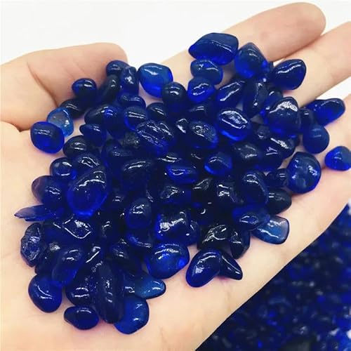 50-1000g de gravier de verre rouge émaillé coloré cristal Bouddha aquarium aquarium vase pierres 8-12mm cristaux de quartz naturel-BLEU PROFOND-100g