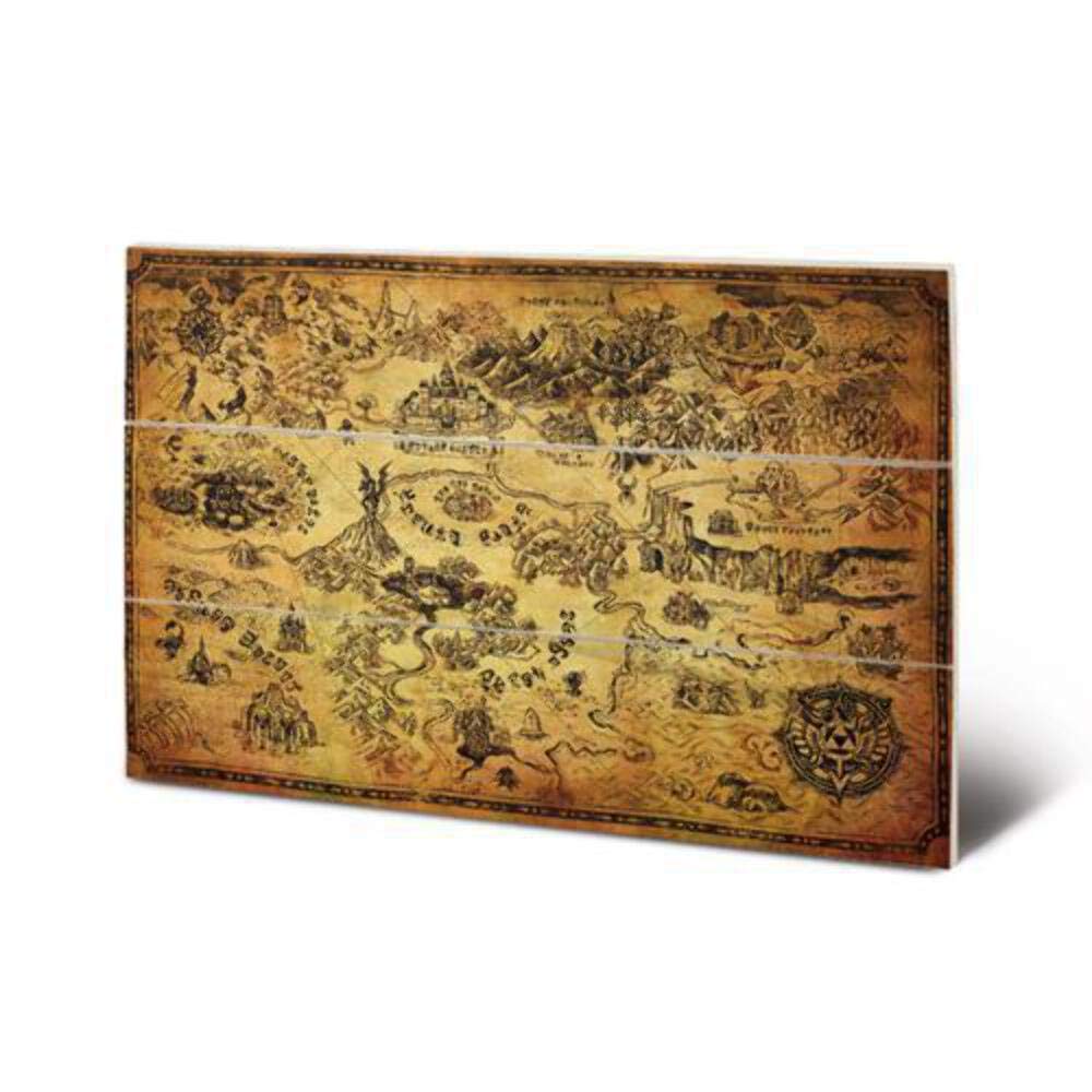 Nintendo The Legend of Zelda Artwork Wood Print (Map Design) 20cm x 29.5cm - Official Merchandise ​