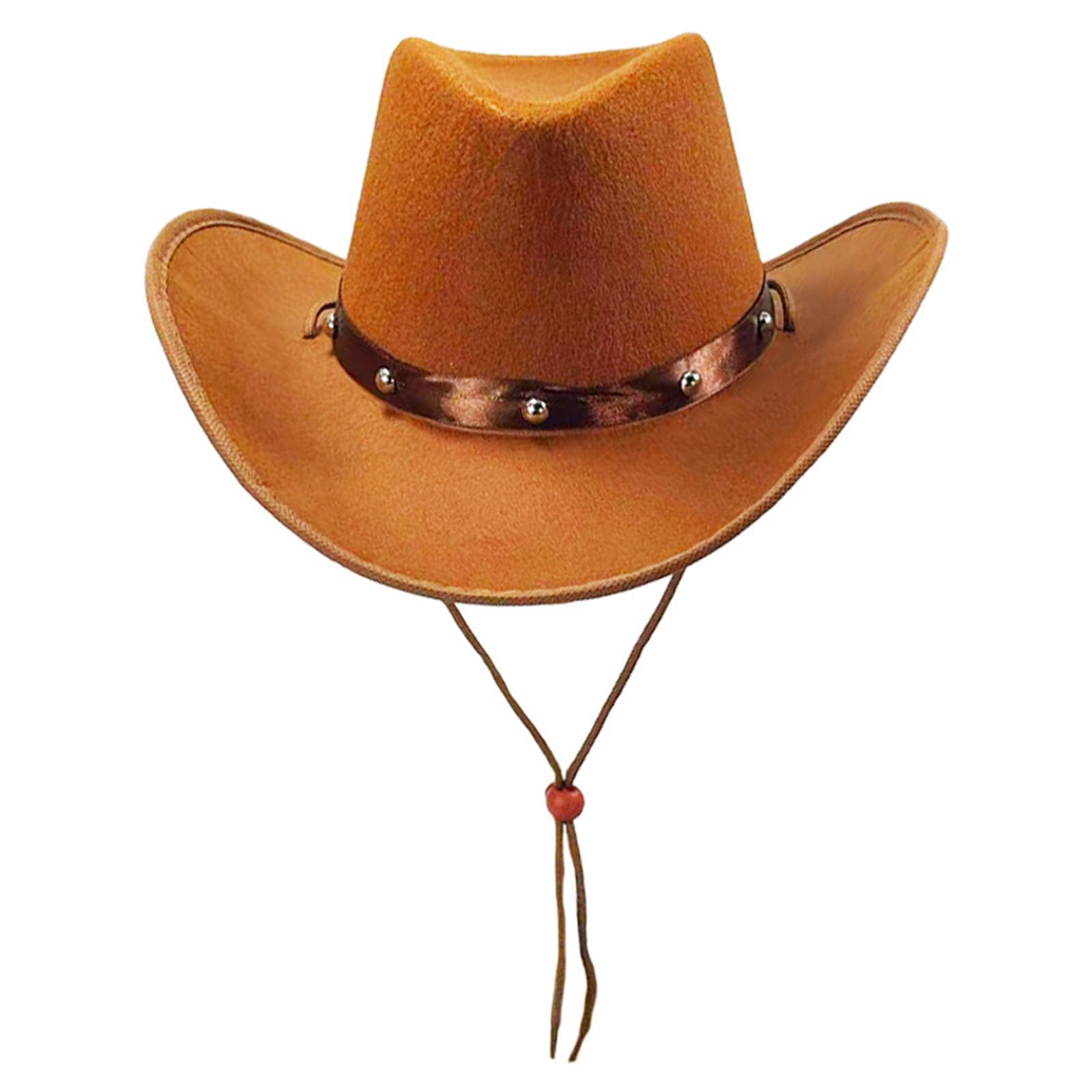 MICFENY Western Fedoras Hat with Roll Brims Rivet Studs Design For Music Festival And Daily Wear Adult Teens Unisex Holiday Hat