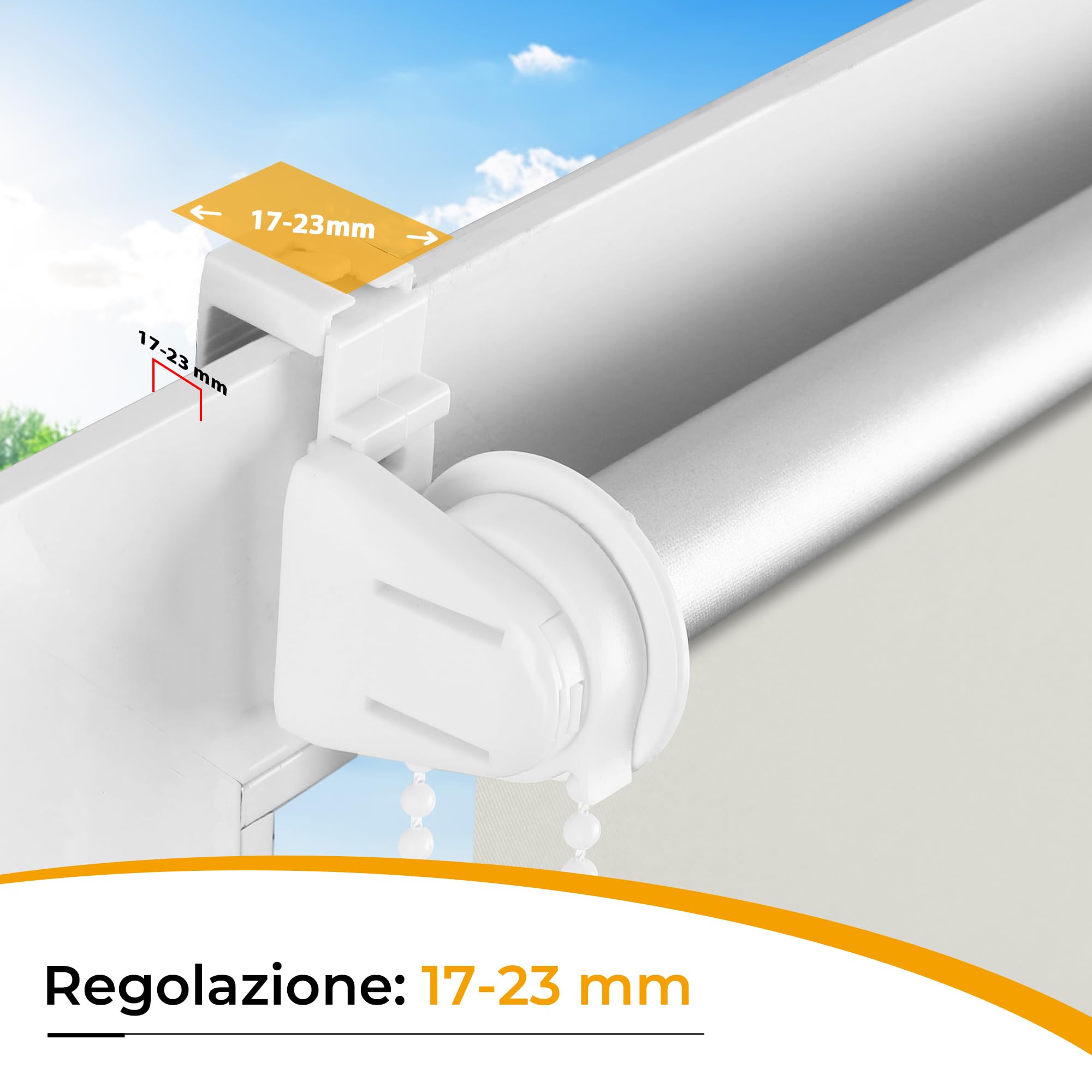 HOMEDEMO Tenda a rullo oscurante 40x230cm Bianco Crema per interni senza foratura