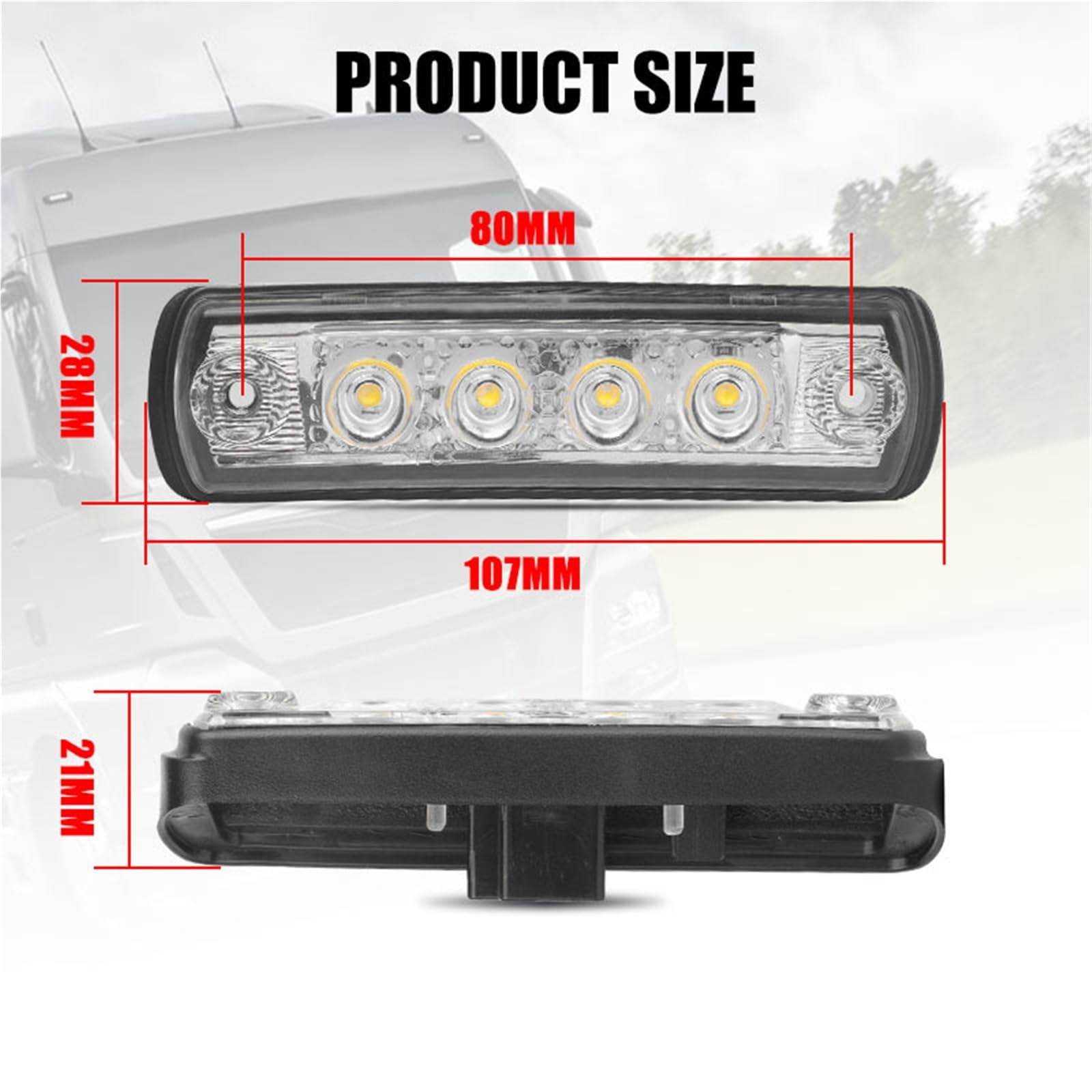Luci Di Posizione Sul Tetto 2 Luci Parasole Da 24 V Uso Adatto Per MAN TGA TGL TGM TGS TGX, Luci Di Segnalazione For Tetto Cabina Camion, Lampade Parasole 81252606121 81.25260.6121(2pcs White)
