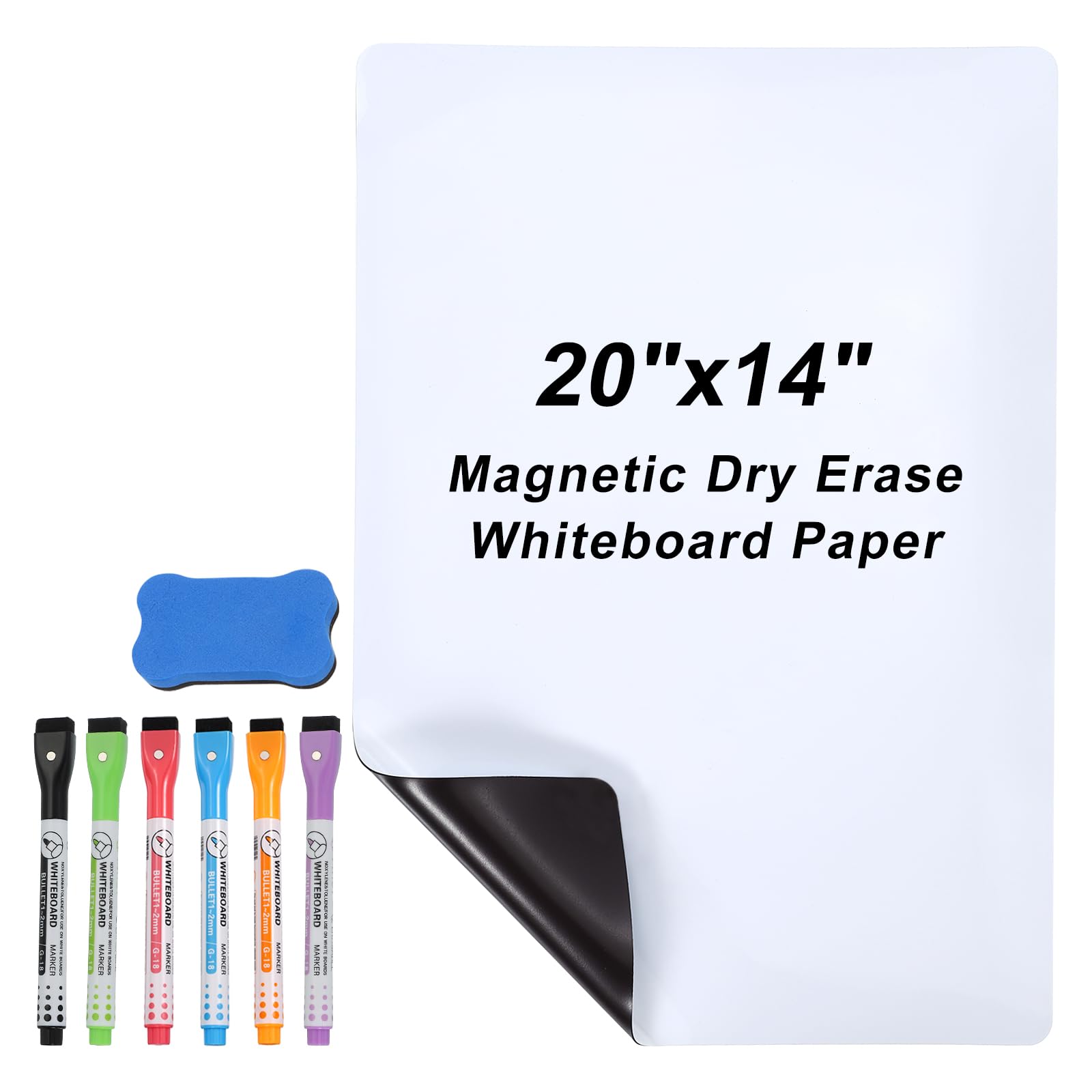 PATIKIL Magnetic Dry Erase Whiteboard Paper, 20"x14" White Board Stickers for Wall Whiteboard Contact Paper Sheet with Marker