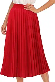 Saias midi plissadas, saia evasê de chiffon, comprimento longo com forro