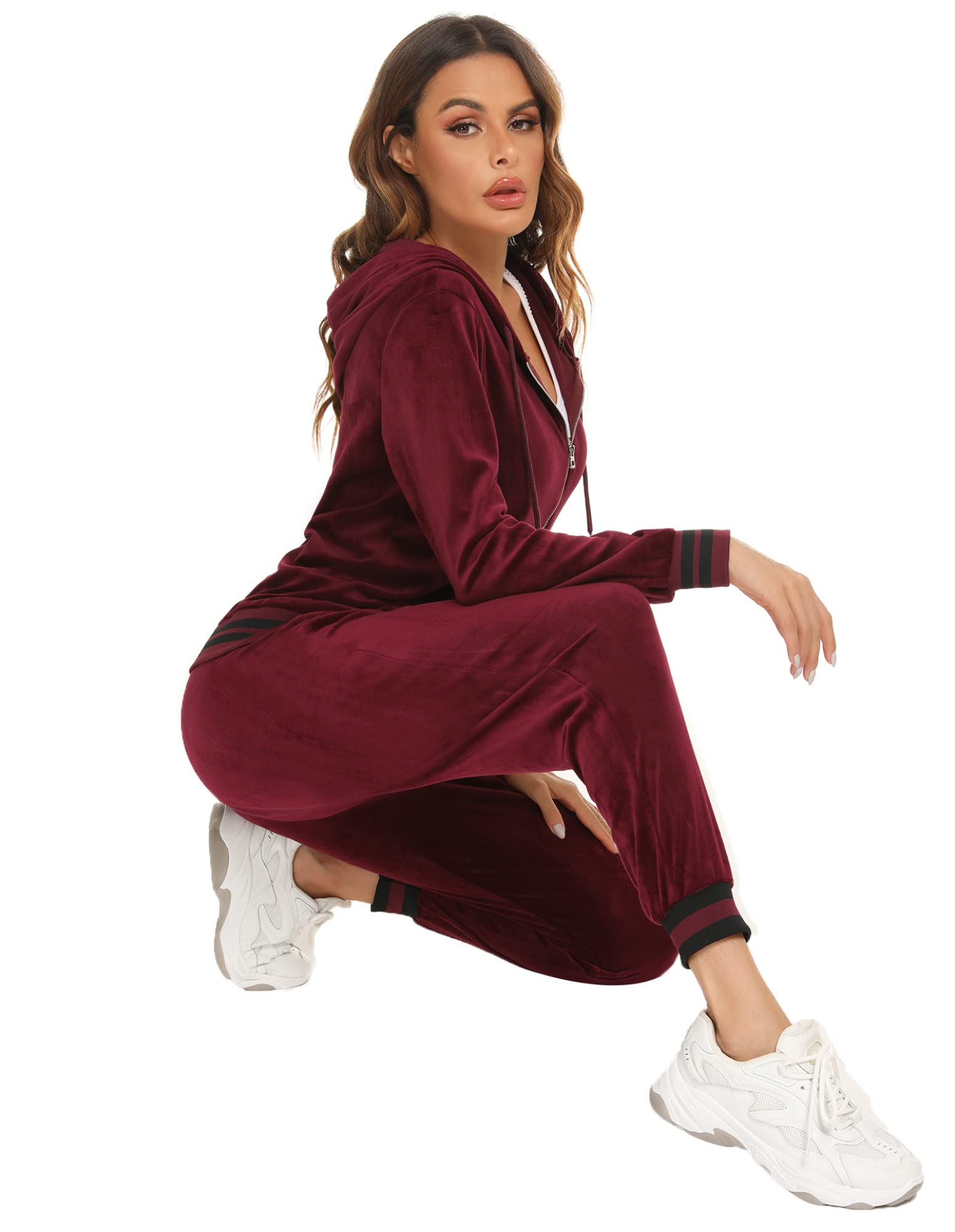 Conjunto Completo Capucha Mujer Chándal Deportivo Sudadera Camiseta Manga Larga y Pantalón Casual Yoga Correr Fitness Ropa