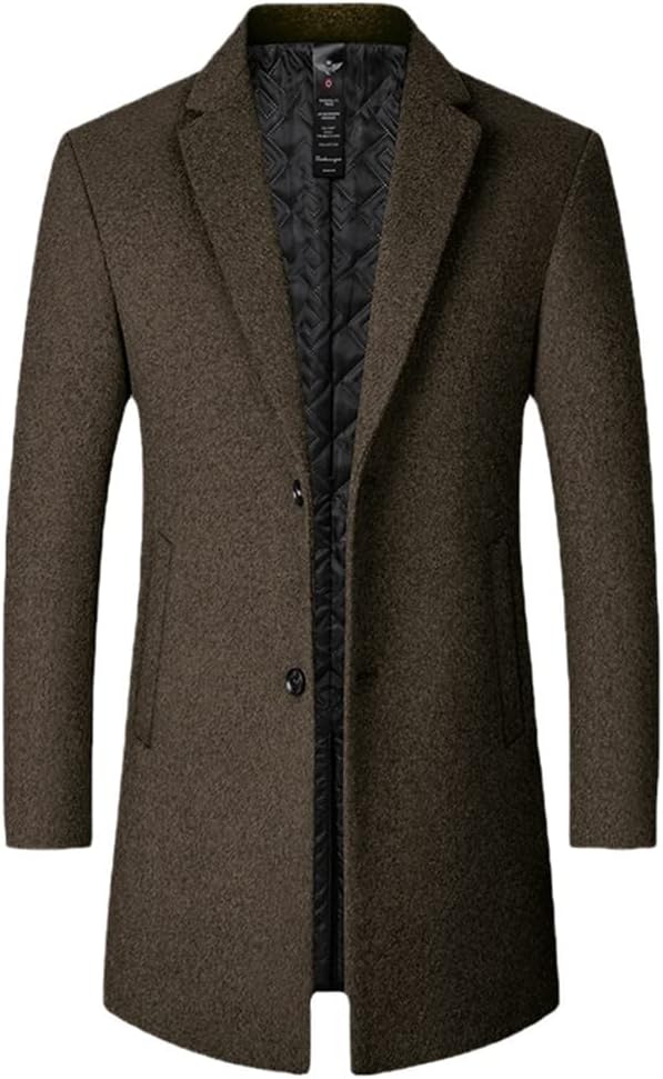 Haitpant Autumn Winter Men's Woolen Coat Thickening Business Wool Blends Trench Stand Collar Warm Long Sleeve Jacket