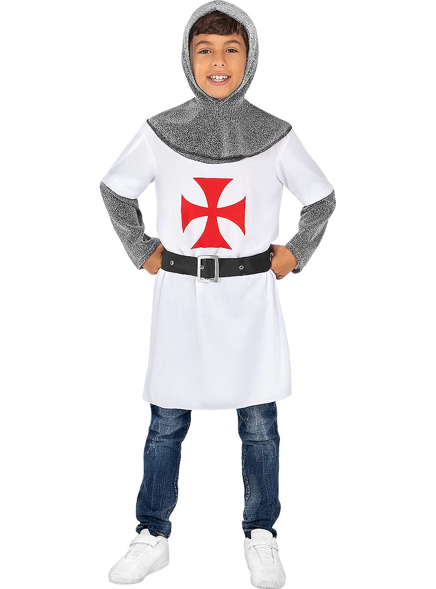 Funidelia | Disfraz caballero templario para niño Medieval, Edad Media - Disfraz para niños y divertidos accesorios para Fiestas, Carnaval y Halloween - Gris/Plateado