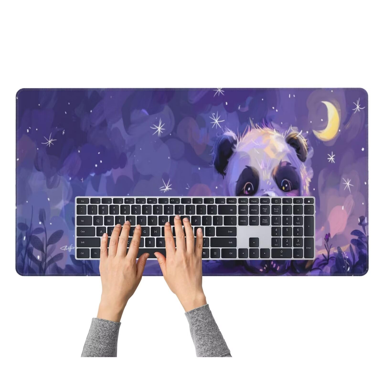 Tappetino Mouse Carino Panda gigante tappetino mouse xxl gaming 1200x600x3mm Grande Tappetino per mouse waterproof，superficie prova di versamento e base antiscivolo，casa Ufficio scrivania Decor H51