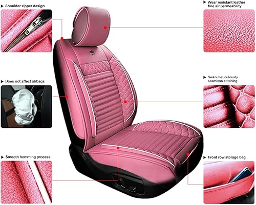 Miniatura 5 de Juego completo de fundas de asiento de automóvil compatibles con Suzuki Grand Vitara 2000-2013, piel sintética, respaldo alto, delantero y trasero,