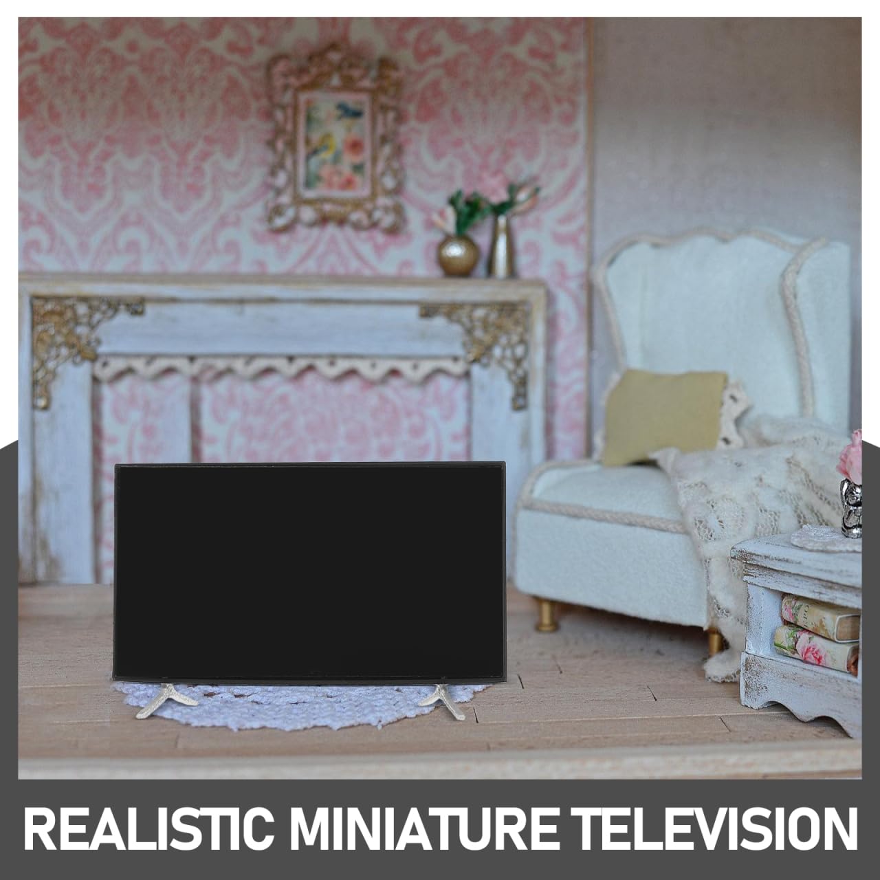 2 piezas de televisión en miniatura para casa de muñecas con soporte para decoración de sala de estar, detalles realistas, opciones de visualización versátiles, casa de muñecas, centro de 4