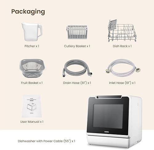 Miniatura 9 de HAVA Lavavajillas para encimera, 8 programas de lavado NUEVO modelo actualizado lavavajillas portátil con bloqueo para niños y función de inicio