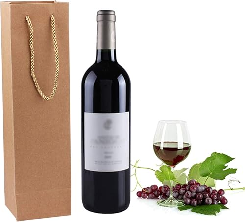 Miniatura 5 de Sdootjewelry Paquete de 50 bolsas de vino kraft – Bolsas de regalo de papel marrón resistente con asas para bodas, fiestas, venta al por menor a