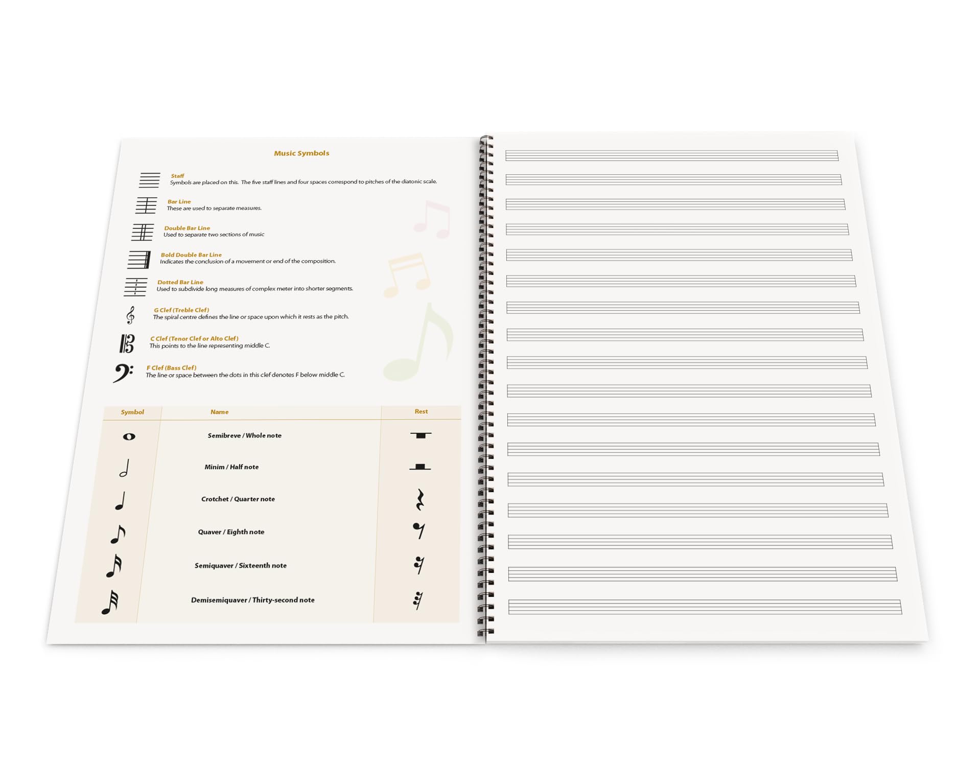 The Worcestershire Stationery Company A3 Blank Music manuscript book, 17 staves per page. 120 pages, 90gsm FSC paper - Image 4