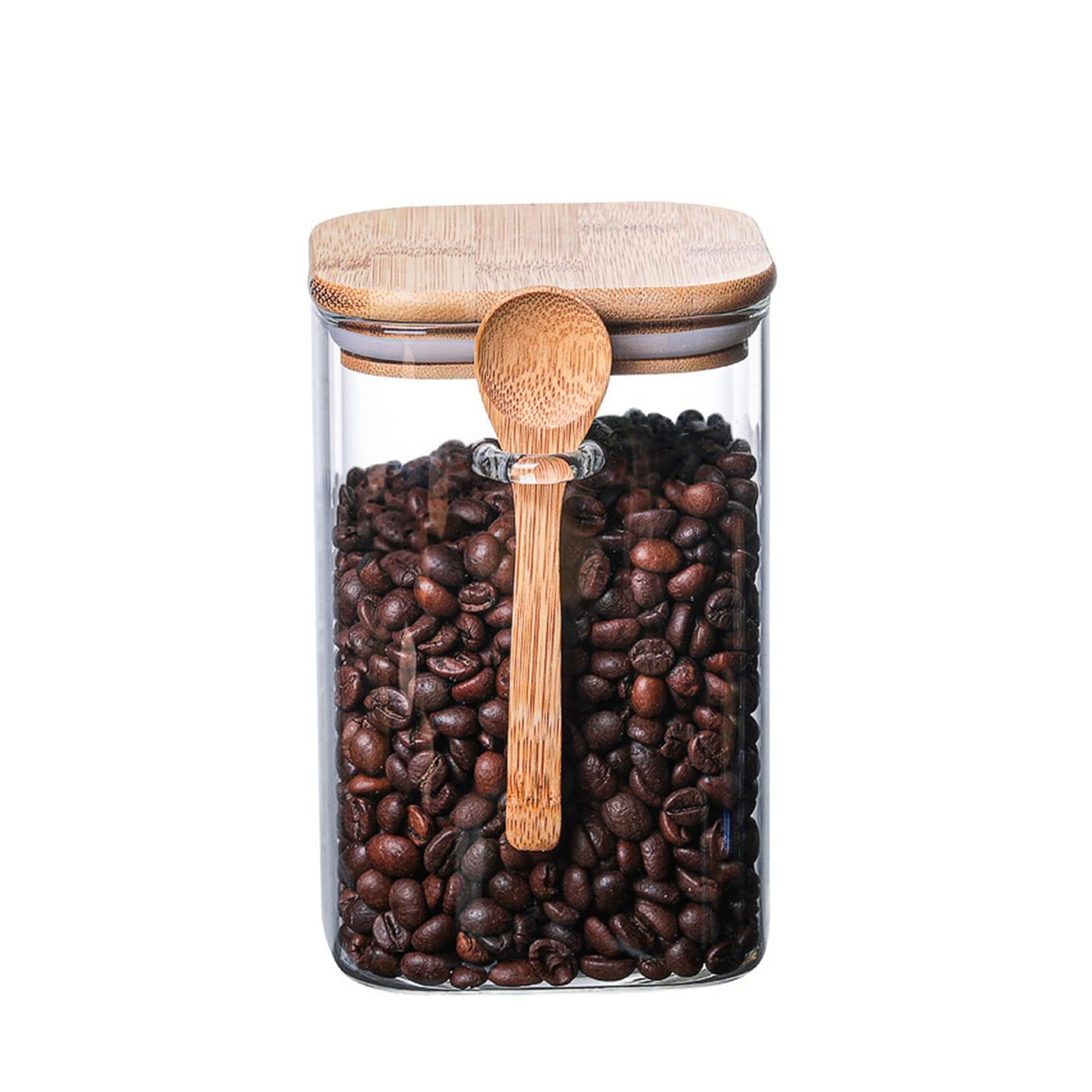 NGDFGR Coffee Canister Glass Sealed Cans With Spoon Coffee Bean Storage Cans Airtight Bottle Kitchen Storage Jar Tea Spice Seasoning Jars Food Container For Coffee Beans,Sugar,T