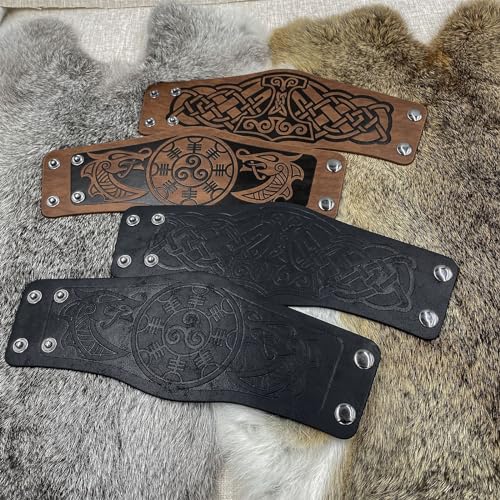 Bracelets médiévaux en cuir AZORA, manchons robustes aux finitions soignées