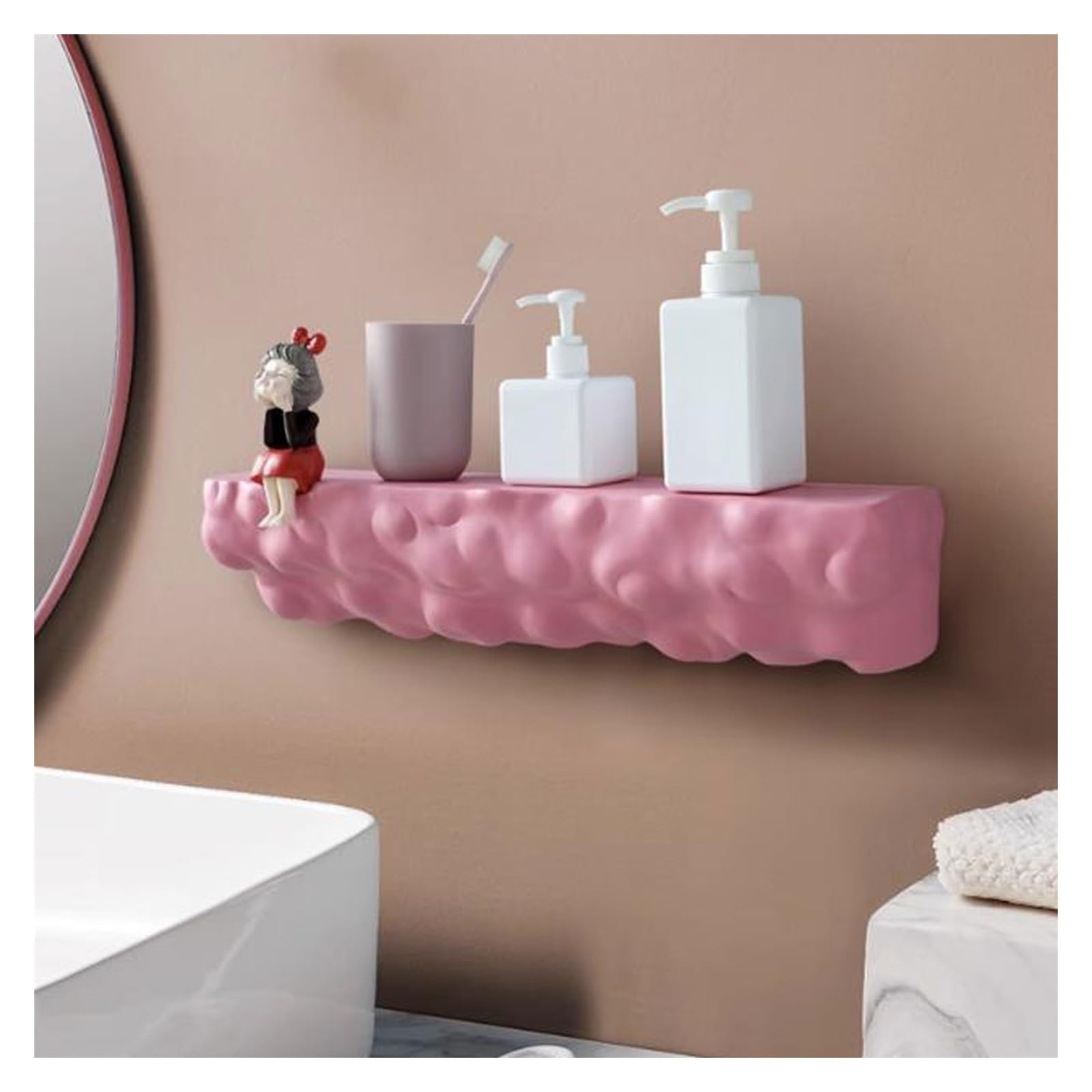 Półka ścienna Żywiczne półki pływające montowane na ścianie, wąska półka ścienna Pływające półki(Pink)