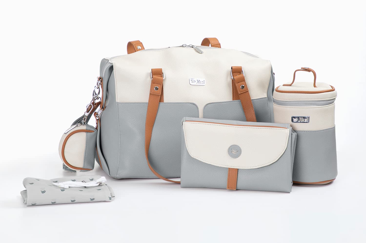 Jikel Multifunction Diaper Bag Changing Mat Bottle Storage,attached to  stroller,with an insulated bottle holder,100% leatherette,Travel bag