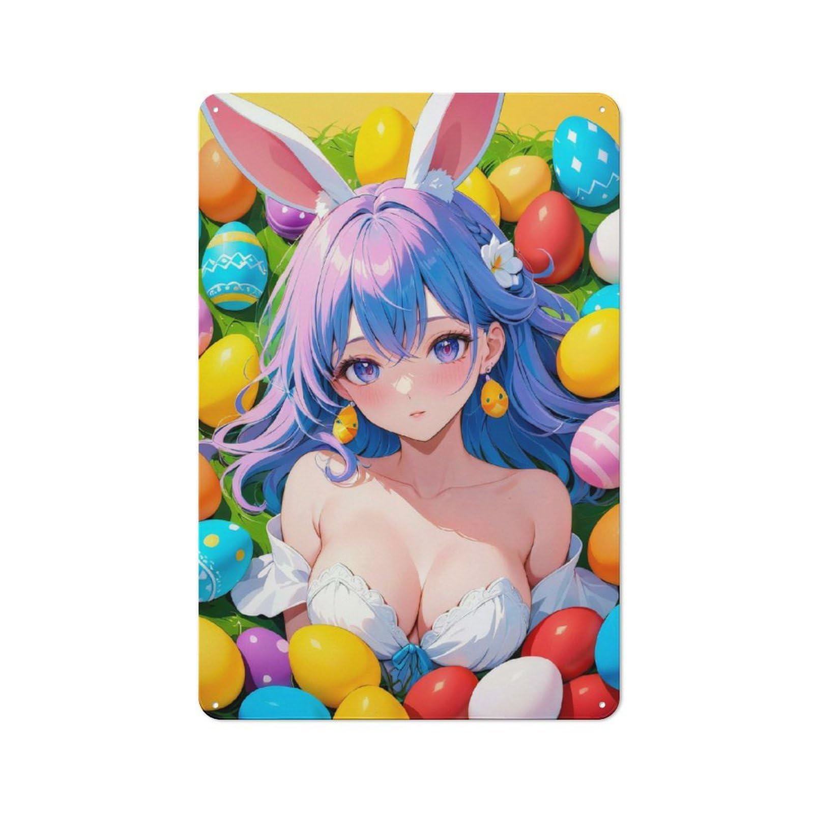 Junmoney Easter Anime Magic Retro Tin Wall Sign 30X20cm Featuring Novelty Wall Art For Bedroom, Kitchen, Office Or Living Room