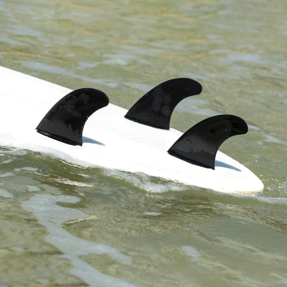 Aileron arrière de Planche de Surf, 3 pièces/Ensemble FCS2 G5 Fibre de Verre Noir aileron arrière de Planche de Surf Professionnel Accessoire de Surf Flexible pour Paddleboard