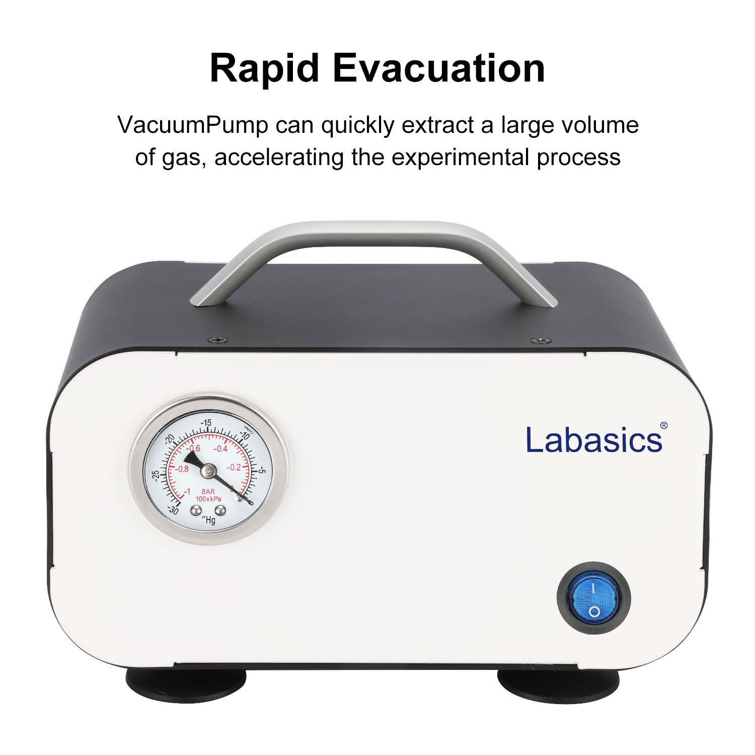 Labasics Diaphragm Vacuum Pump, Oil Free Vacuum Pump Portable Pressure Pump with 10 L/min Flow Rate for Lab Vacuum Filtration Distillation Laboratory Work, 110-220V