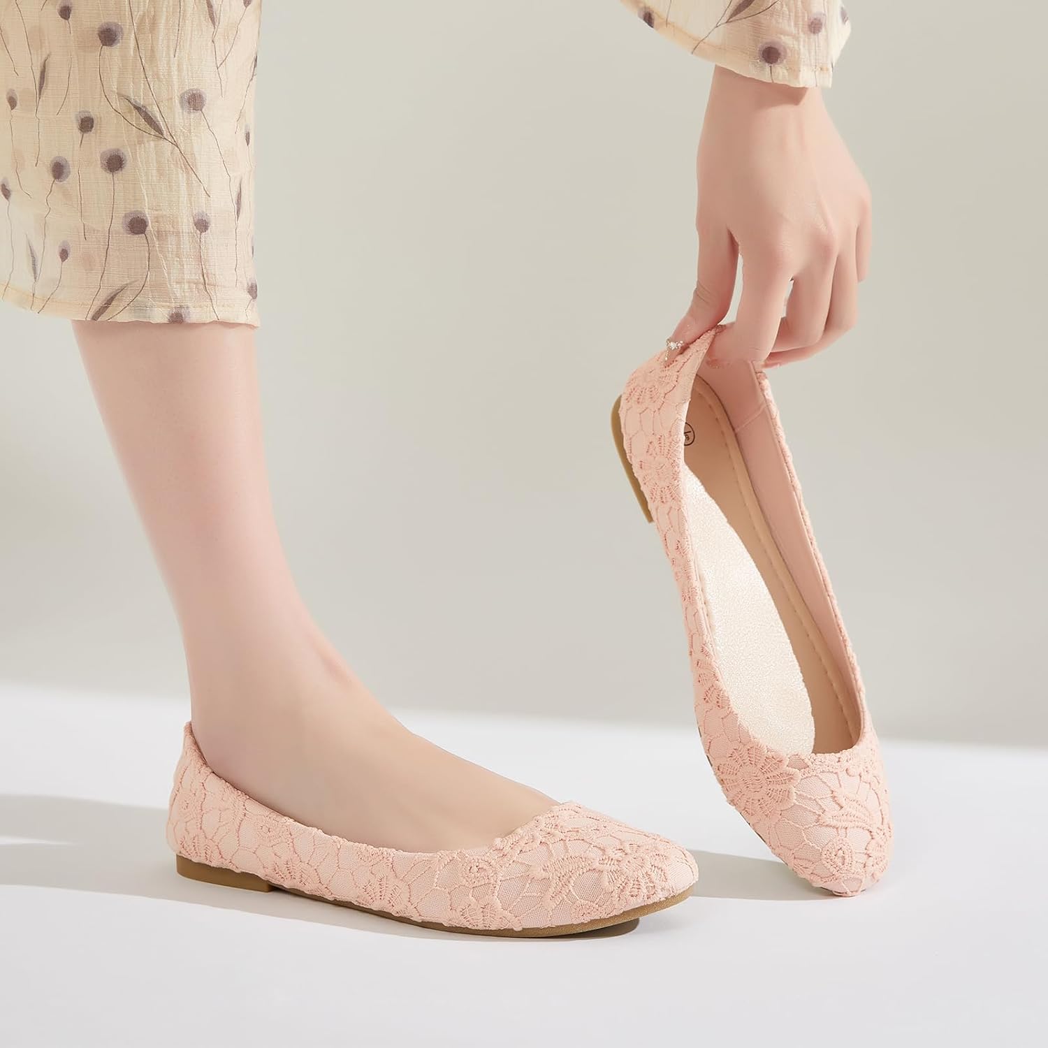 Dress Shoes for Women Round Toe Flats Shoes Lace Ballet Flats Dressy Comfortable Foldable Flats Low Heel - Image 9