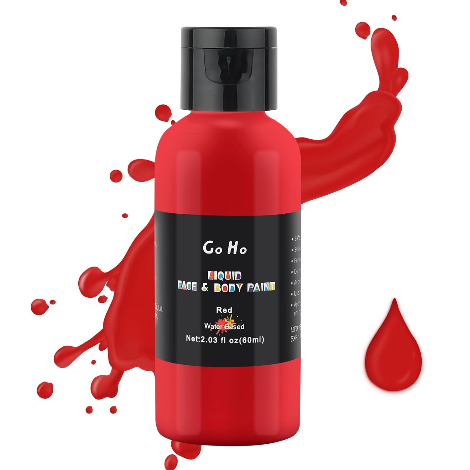 Go Ho Makeup Liquid Body Paint(2.1 oz),Red Makeup Water Based Face Paint and Body Paint for Airbrush Makeup Special FX, Cosplay, and Halloween Make up Go Ho Makeup Liquid Body Paint(2.1 oz),Red Makeup Water Based Face Paint and Body Paint for Airbrush Makeup Special FX, Cosplay, and Halloween Make up