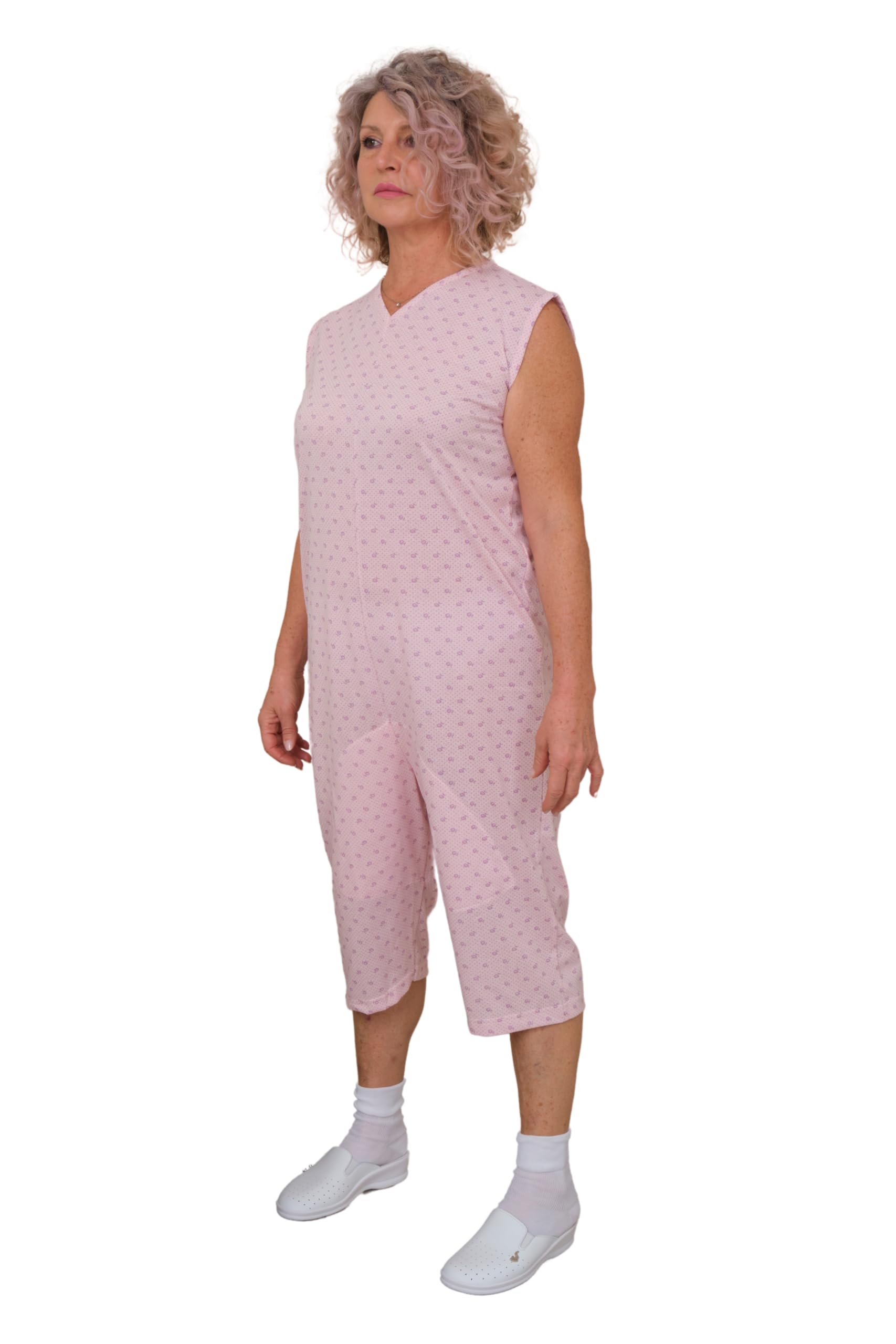 FERRUCCI COMFORT Pijama sanitario sin mangas de verano con pantalón corto – 9008/7 – Apto para personas mayores – Fabricado en Italia