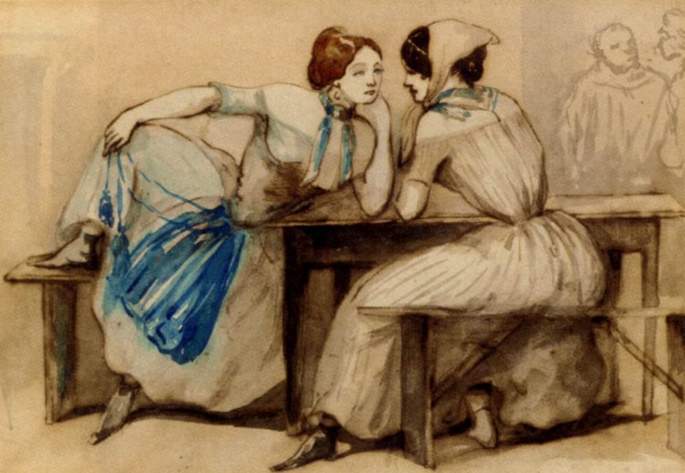 ARTXLXXBN Famous Prints Artwork Pictures Poster Painting Art the Confidantes by Constantin Guys Artwork Landscape Pictures for Home Decor 60x90cm