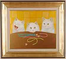 Amazon.co.jp: 猫 絵画 白猫 油絵 油彩画 高橋伸子 「決定権