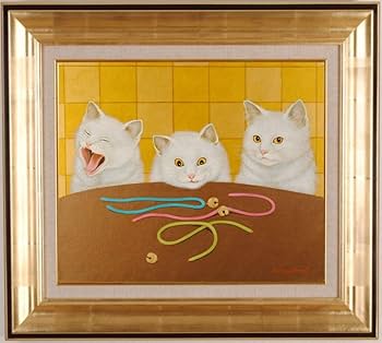 額付き　サビ猫　絵画　油彩 油彩画 SM号 絵画 仔猫・1 星野歩 手描き 額付き 油絵 肉筆 真筆