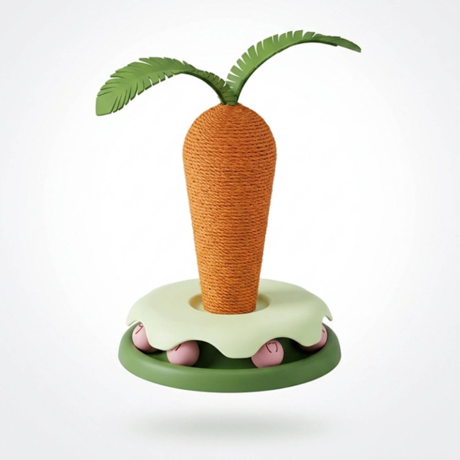 Griffoir avec Jeu Balles en Corde Sisal Griffoir Vertical Carotte Interactif Poteau à Griffer avec Circuit pour Chats D'intérieur, Chatons, Carotte, Grand