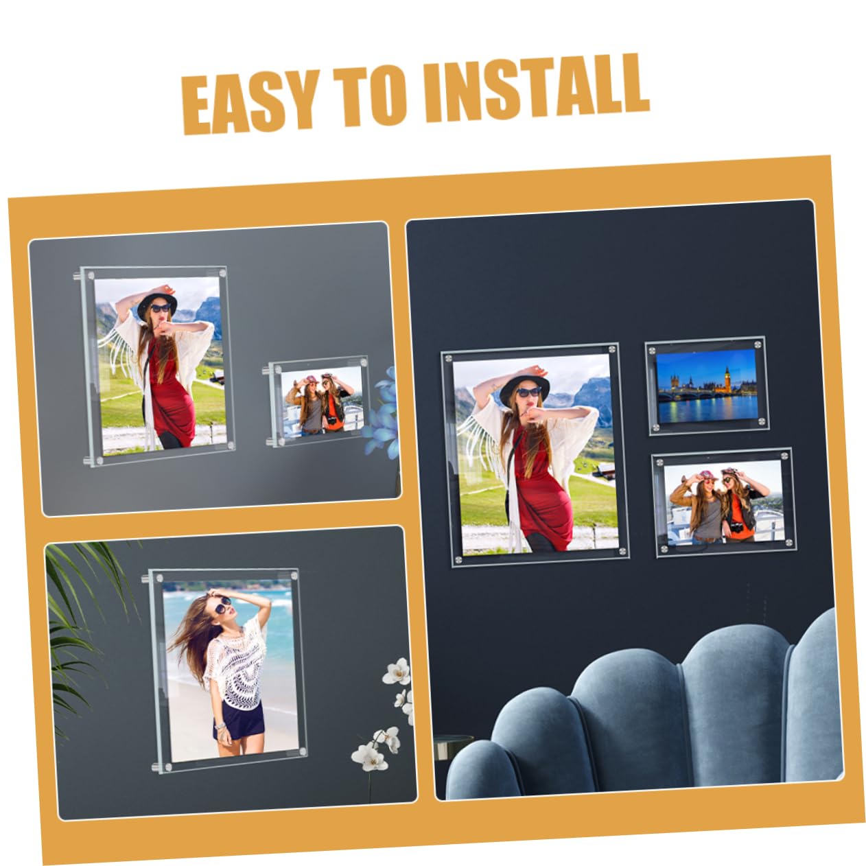 ABOOFAN 4 Juegos De Marcos De Fotos Acrílicos Flotantes Para Pared Para Decoración Del Hogar Y La Oficina.
