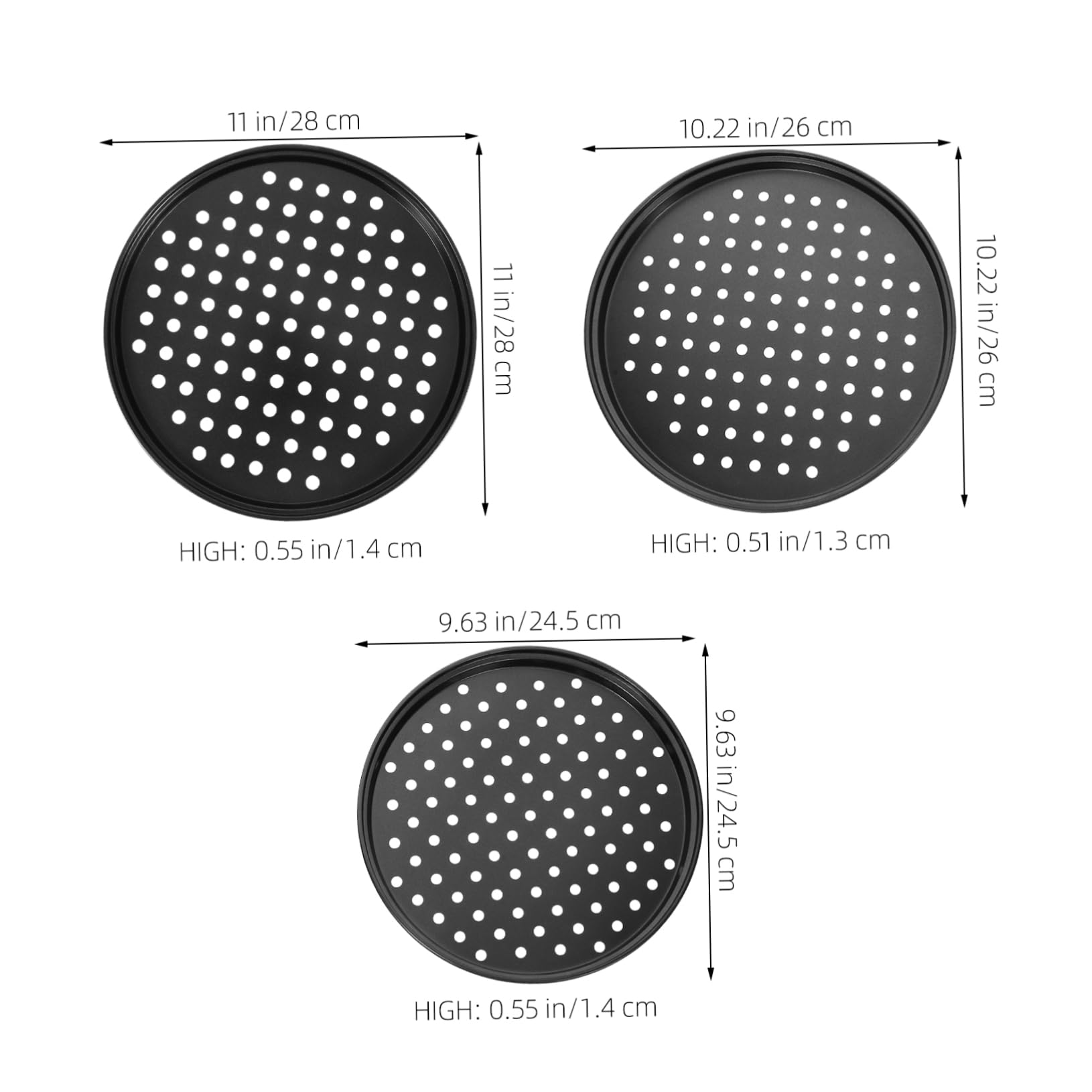 ABOOFAN 3pcs Nonstick Round Pizza Pan Set with Holes Baking Tray for Oven Versatile Kitchen Bakeware for Pizza Cookies Bread and More