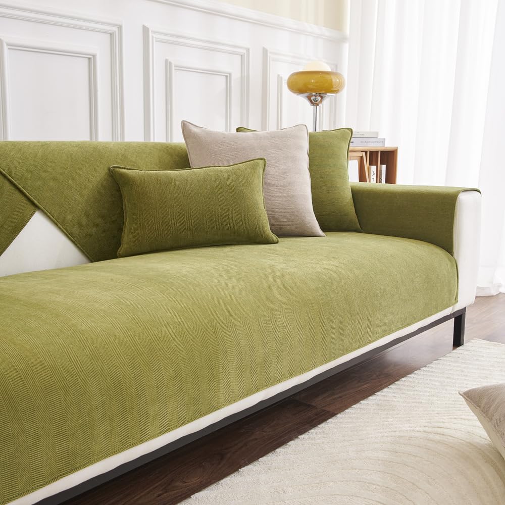 Funny Fuzzy Couch Cover, Herringbone Chenille Fabric Furniture Protector Sofa Cover, Handwoven Non-Slip Couch Cover, Universal Couch Cover For Sofa And Furniture