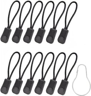 ジッパータブ チャック ファスナー用 交換 引き手 サポート エクステンダー プルコード ホルダー プラー スライダー (ブラック 12個)
