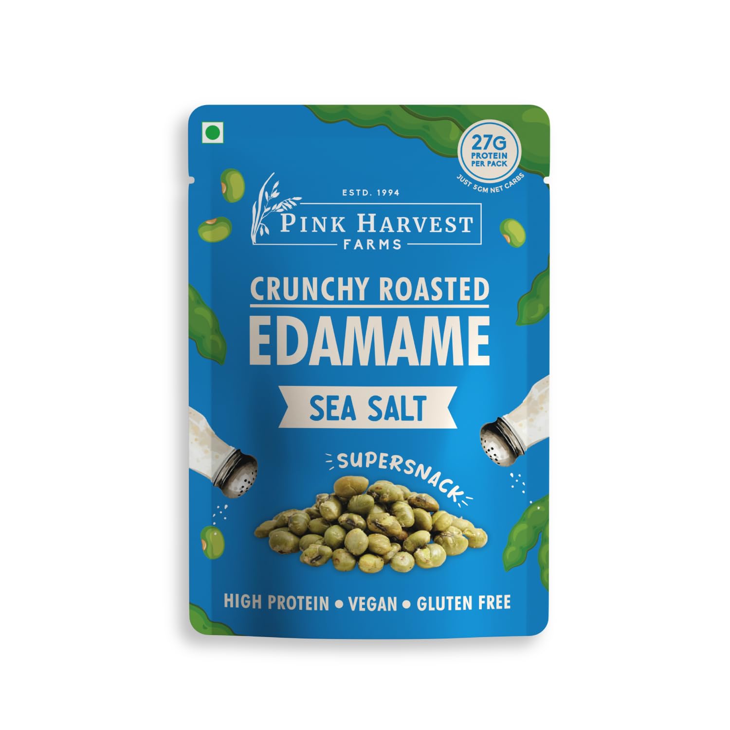 Pink Harvest Farms Crunchy Roasted Edamame - | Vegan | Gluten Free | High Protein (Pack of 1, Sea Salt)